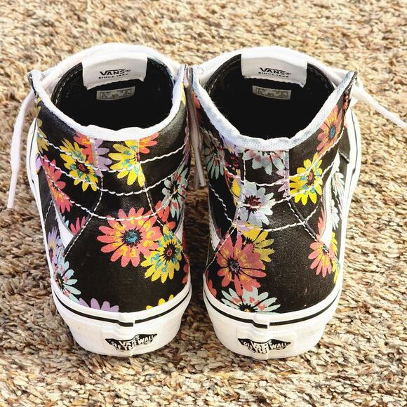 Vans Black Floral Lace-Up Sneakers Size 6.5 Cottagecore - Picture 6 of 8